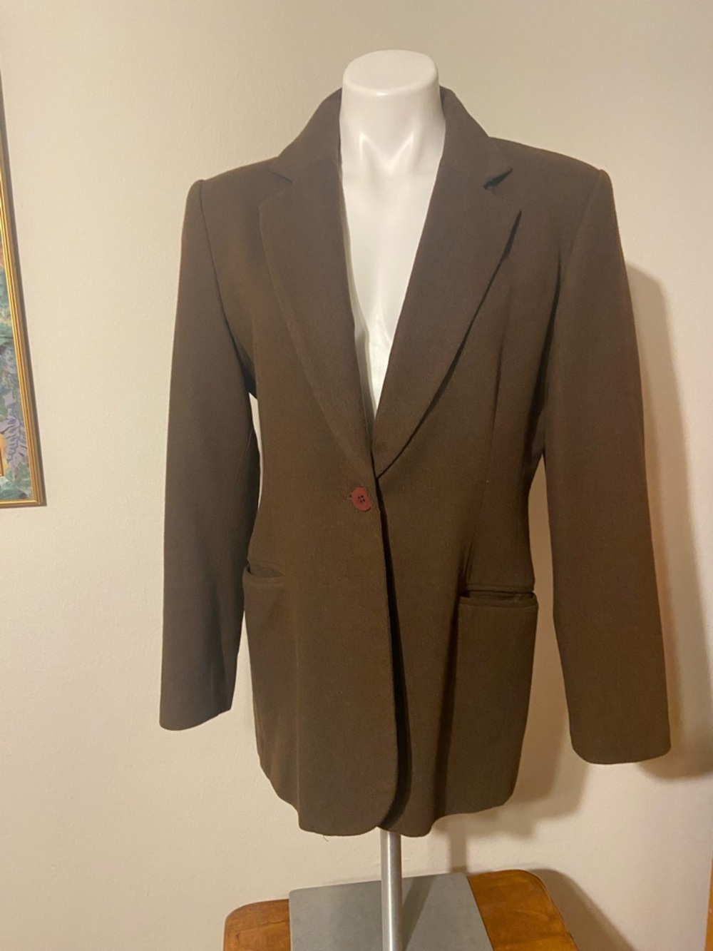 Women's Brown Single-Button Tailored Blazer